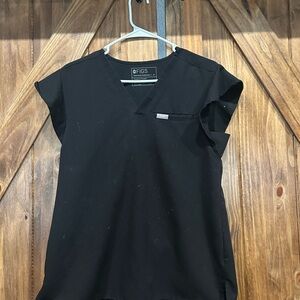 Figs Jet Black V-Neck Scrub Top